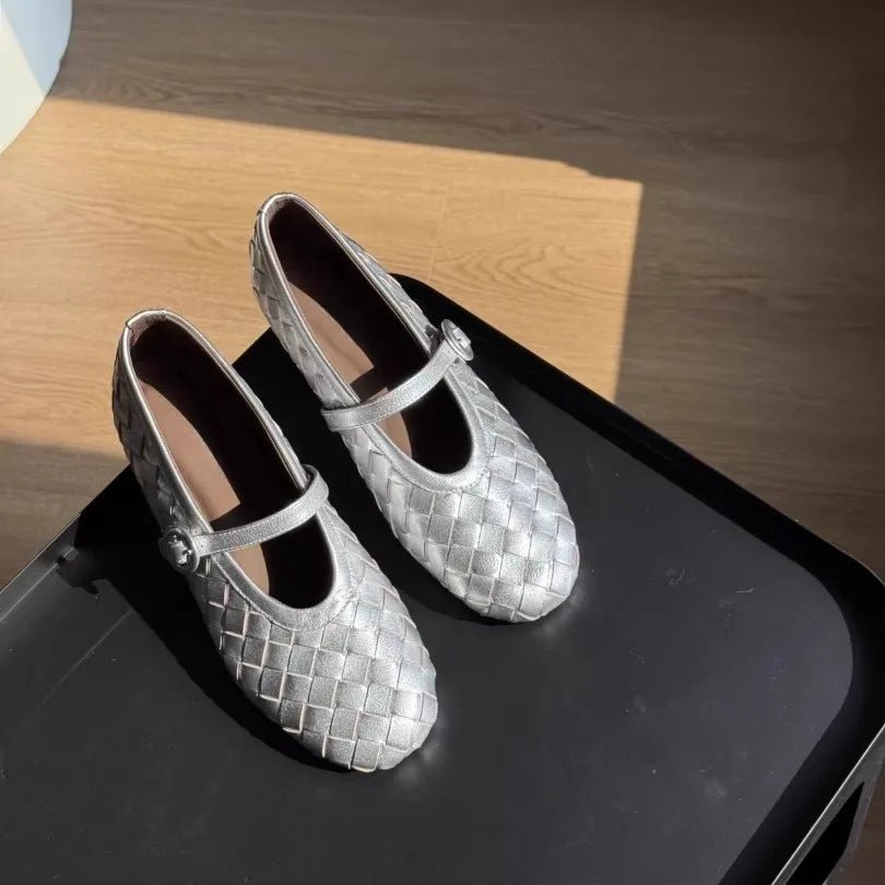 Sapatos rasos em pele entrançada Lisbeth
