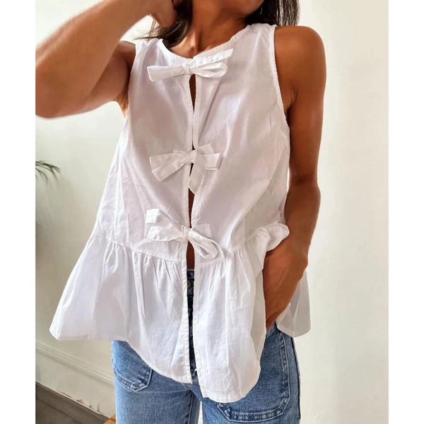 Top de alças peplum Lisette com laço