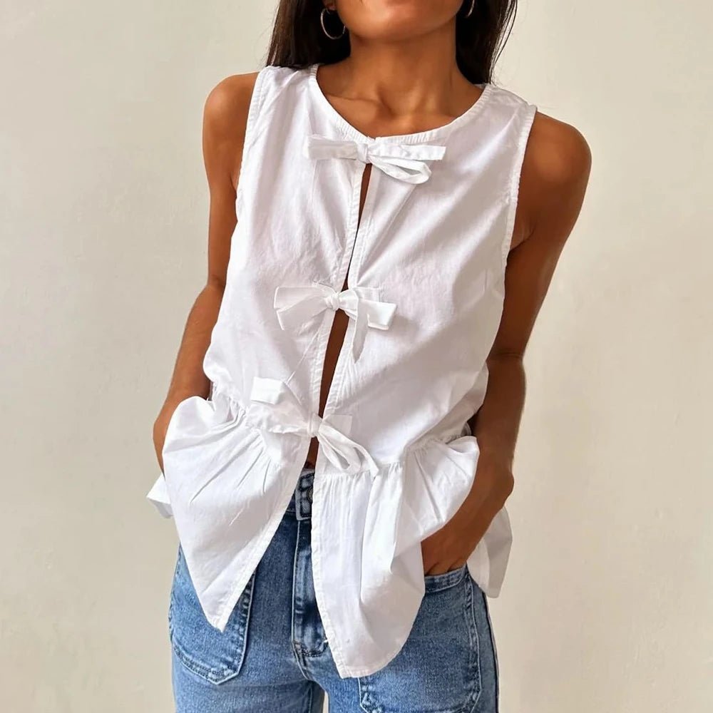 Top de alças peplum Lisette com laço