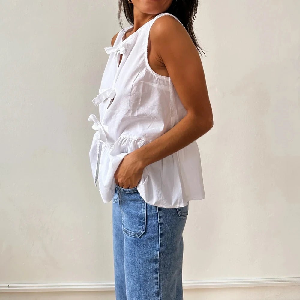 Top de alças peplum Lisette com laço