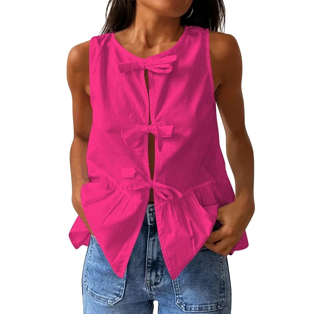 Top de alças peplum Lisette com laço
