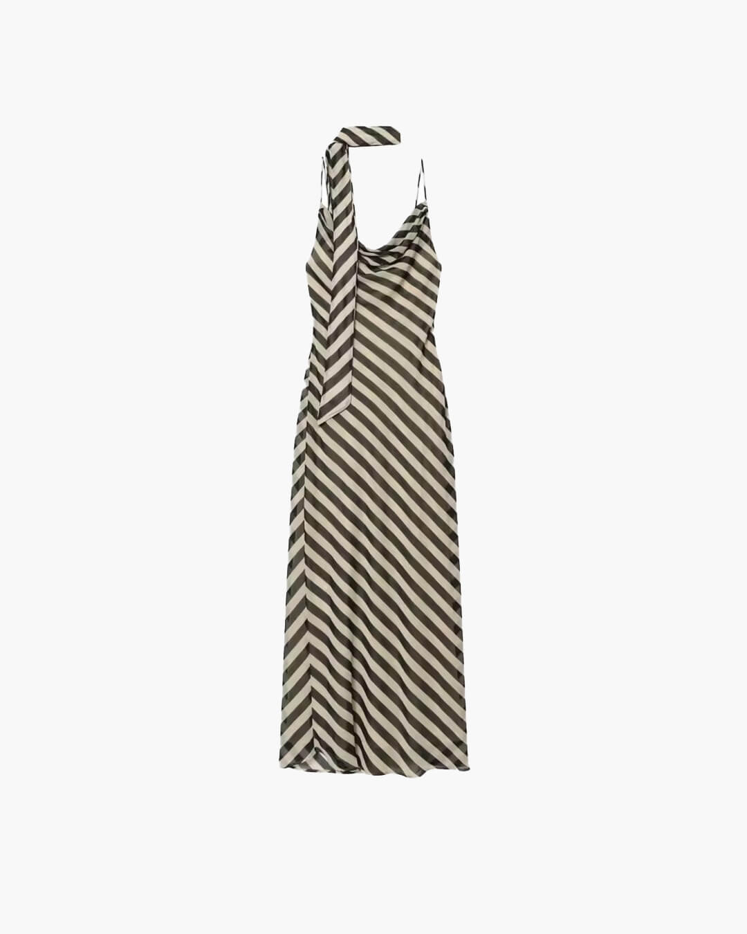 Vestido maxi com lenço às riscas Lola