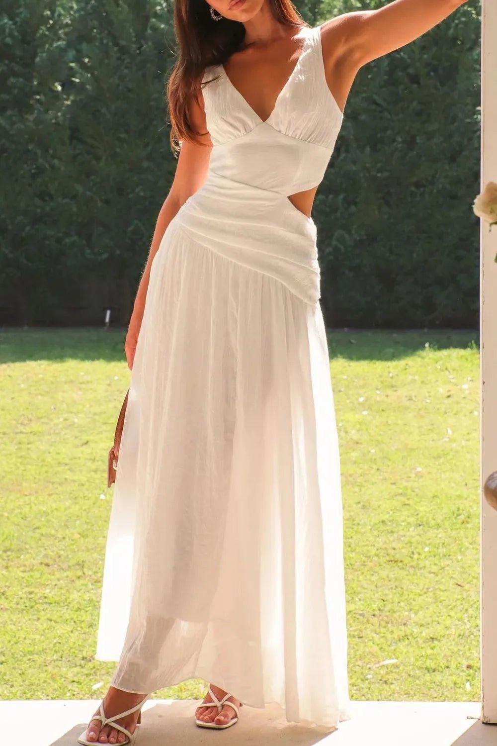 Vestido maxi Lolita drapeado com recortes