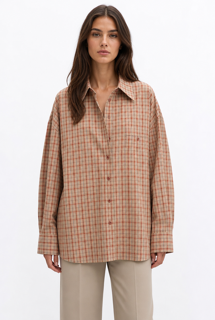 Camisa oversize aos quadrados Fenna