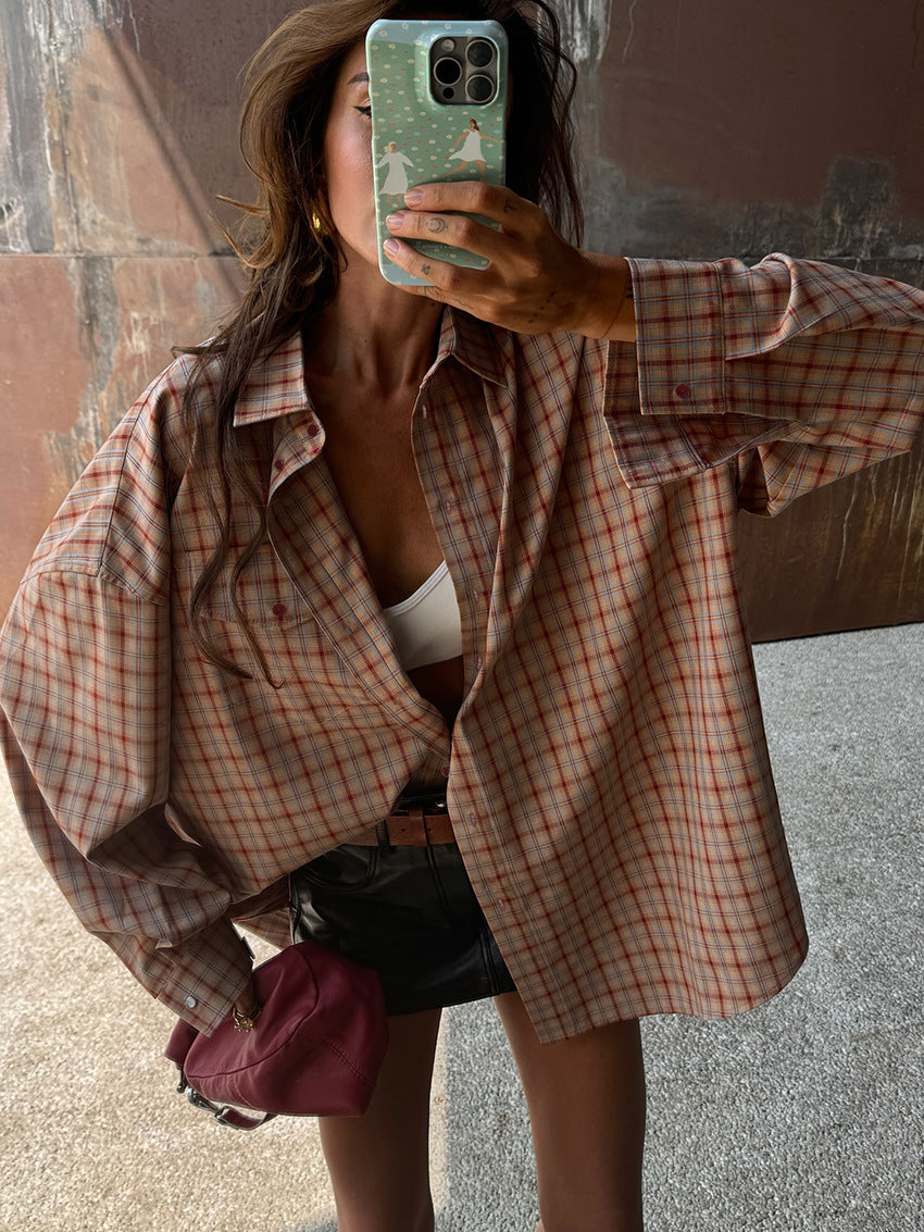 Camisa oversize aos quadrados Fenna