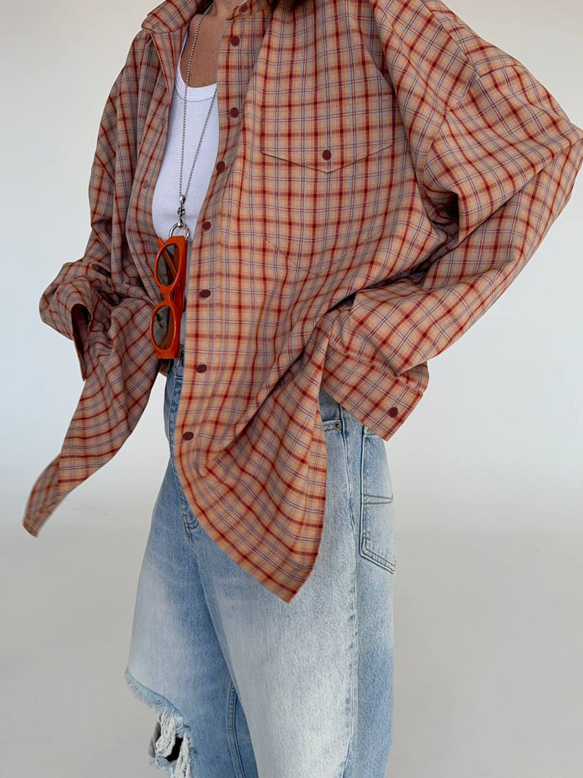 Camisa oversize aos quadrados Fenna
