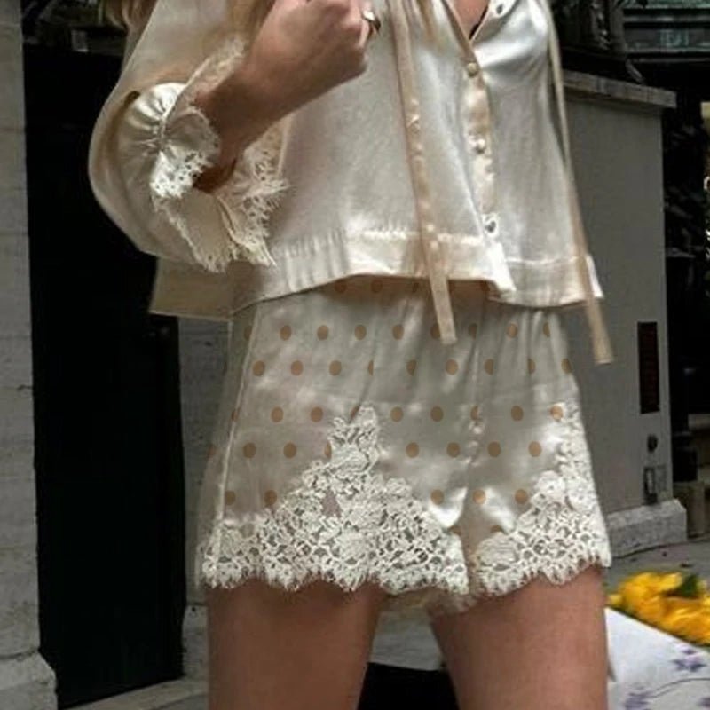 Lucy Lace Polka Dot Satin Shorts