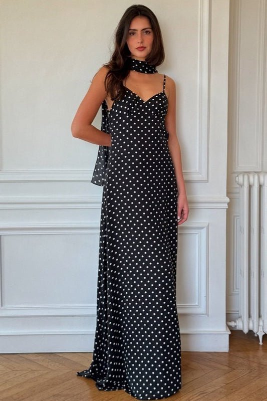 Madeline Polka Dot Backless Maxi Dress