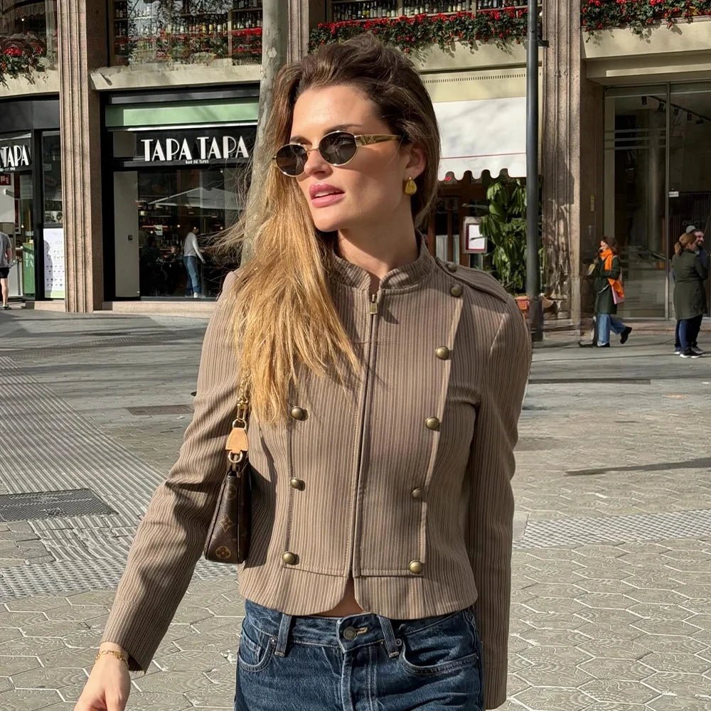 Mara Striped Zip-Up Blazer