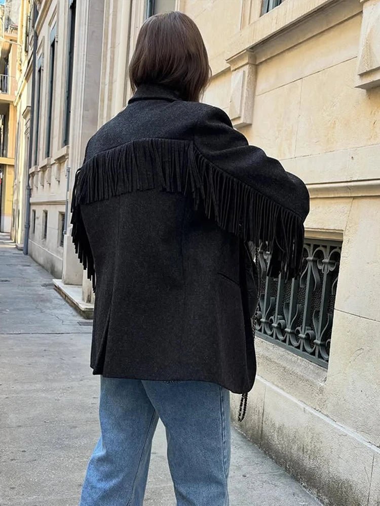 Casaco blazer com franjas Marcelle