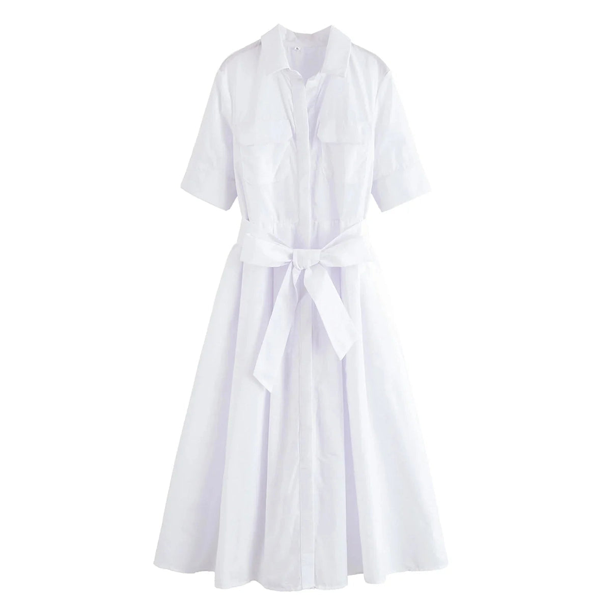 Vestido midi de camisa com cinto Margaux