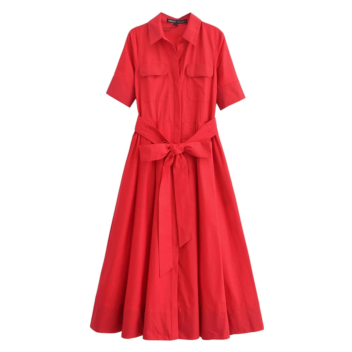 Vestido midi de camisa com cinto Margaux