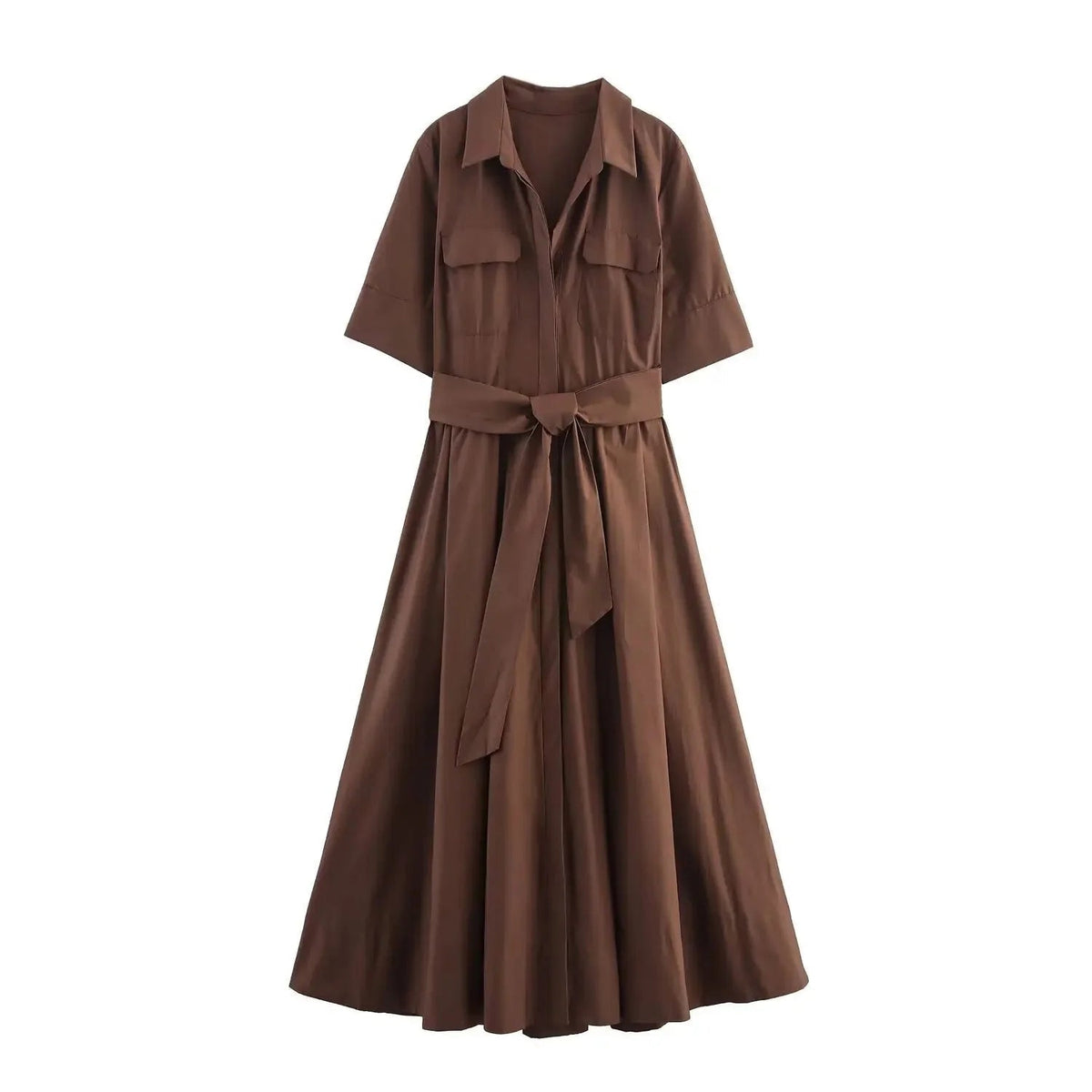 Vestido midi de camisa com cinto Margaux