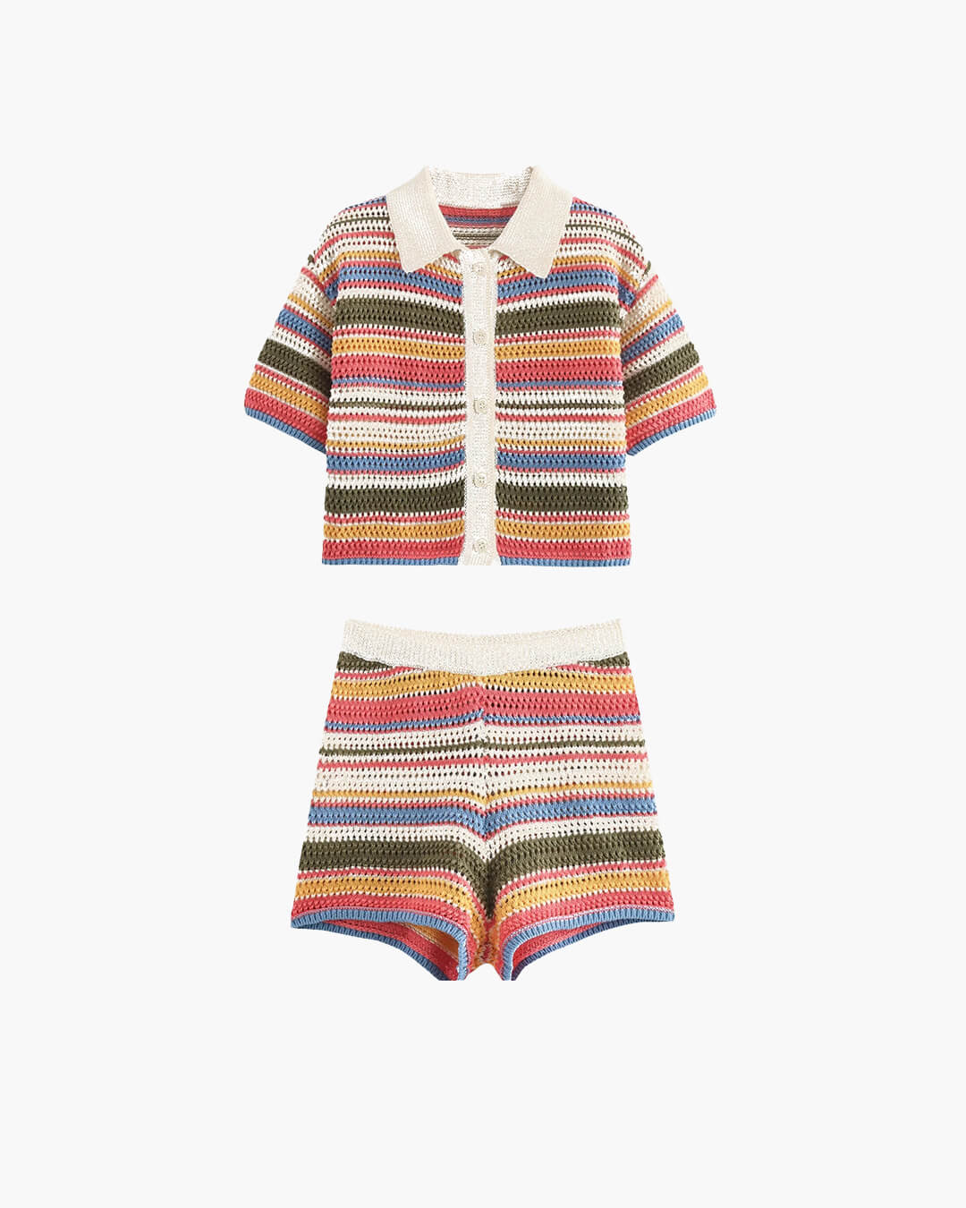 Conjunto curto de malha às riscas Margot