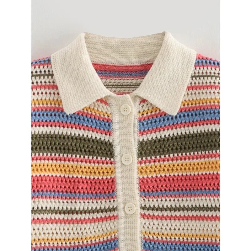 Conjunto curto de malha às riscas Margot