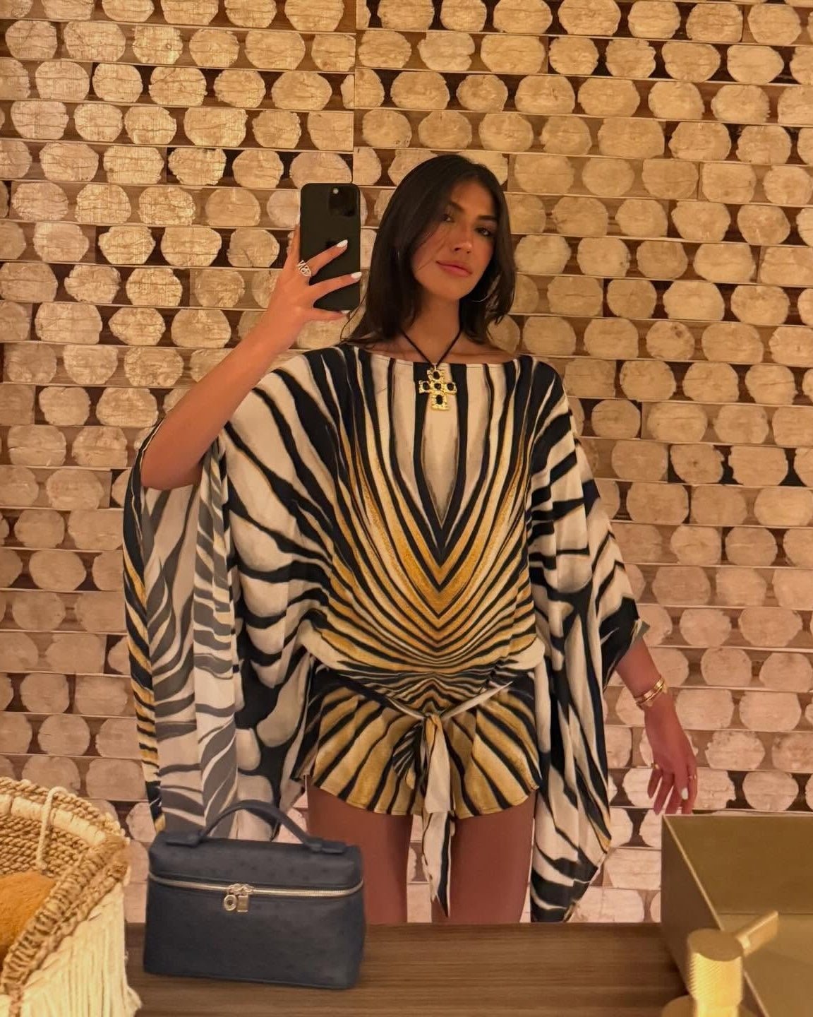 Vestido caftan com padrão de zebra Margot