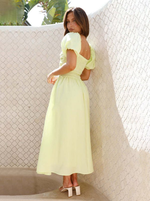 Vestido midi com mangas balão e recortes Maritoni