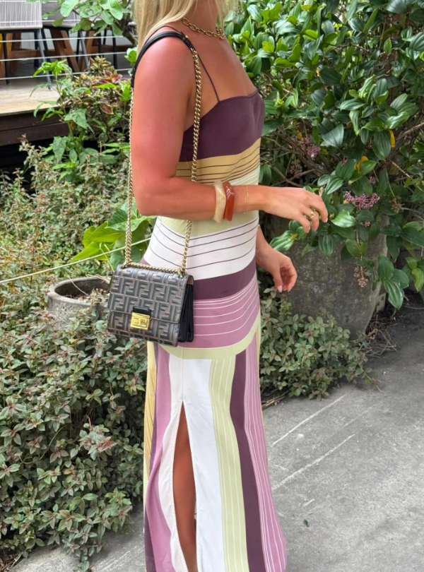 Vestido midi de malha às riscas Martha