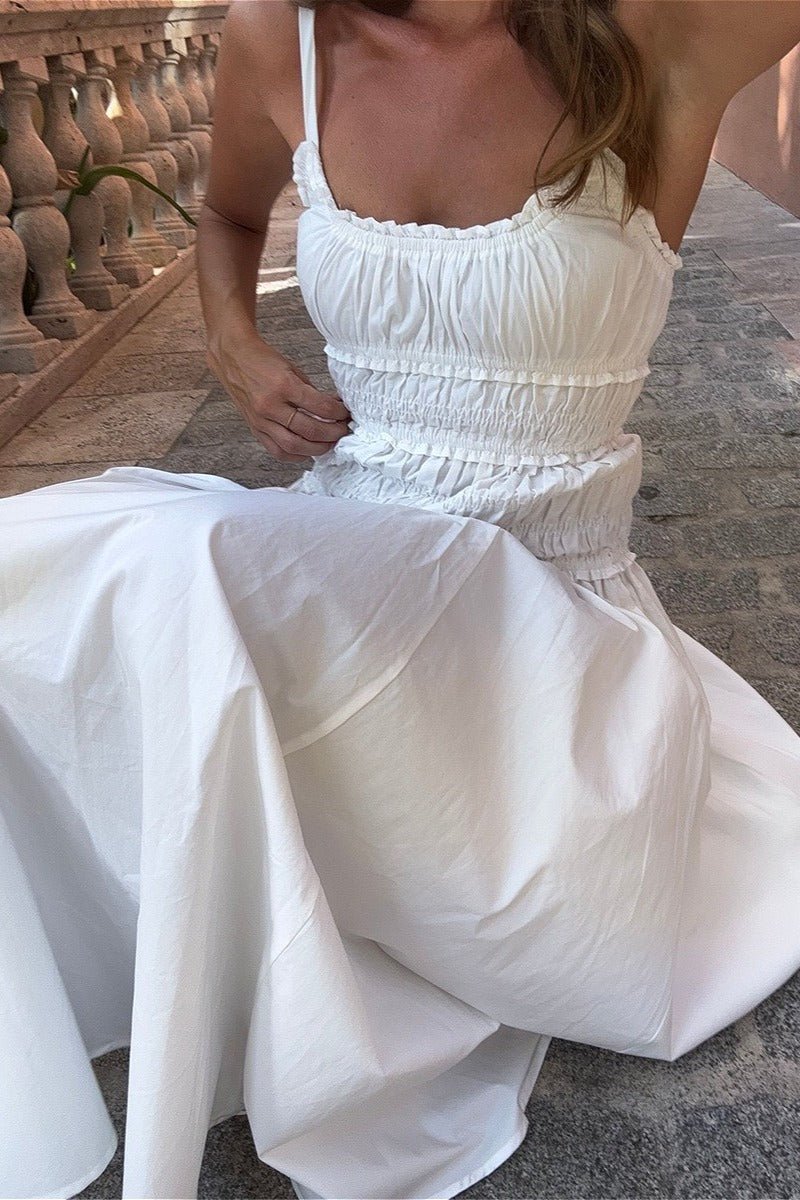 Vestido comprido justo de decote quadrado Mary