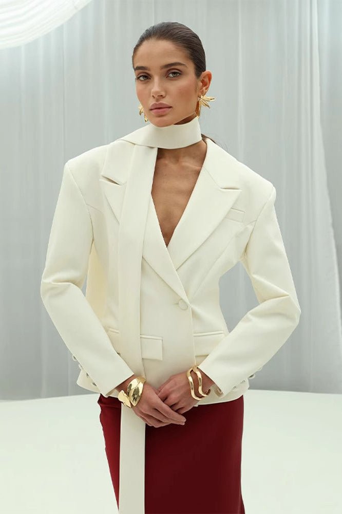 Blazer com gola tipo lenço Maxine
