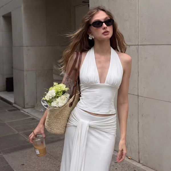 Conjunto de saia de duas peças Melissa com decote halter