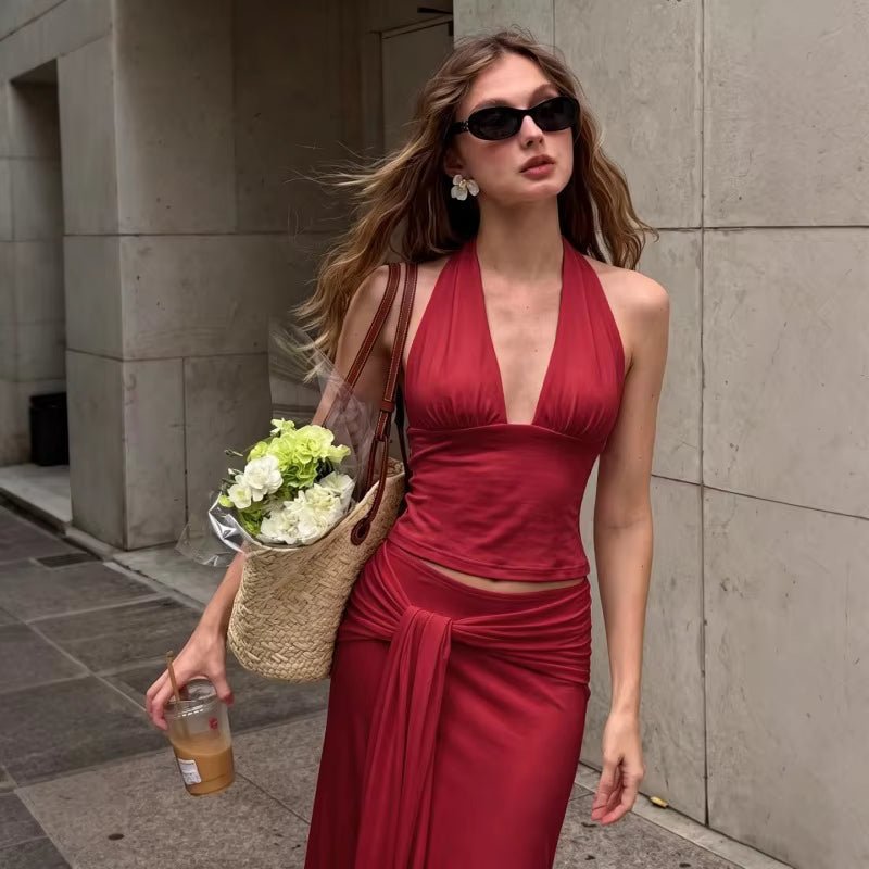 Conjunto de saia de duas peças Melissa com decote halter