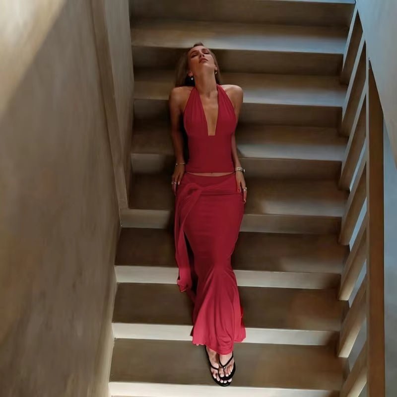 Conjunto de saia de duas peças Melissa com decote halter