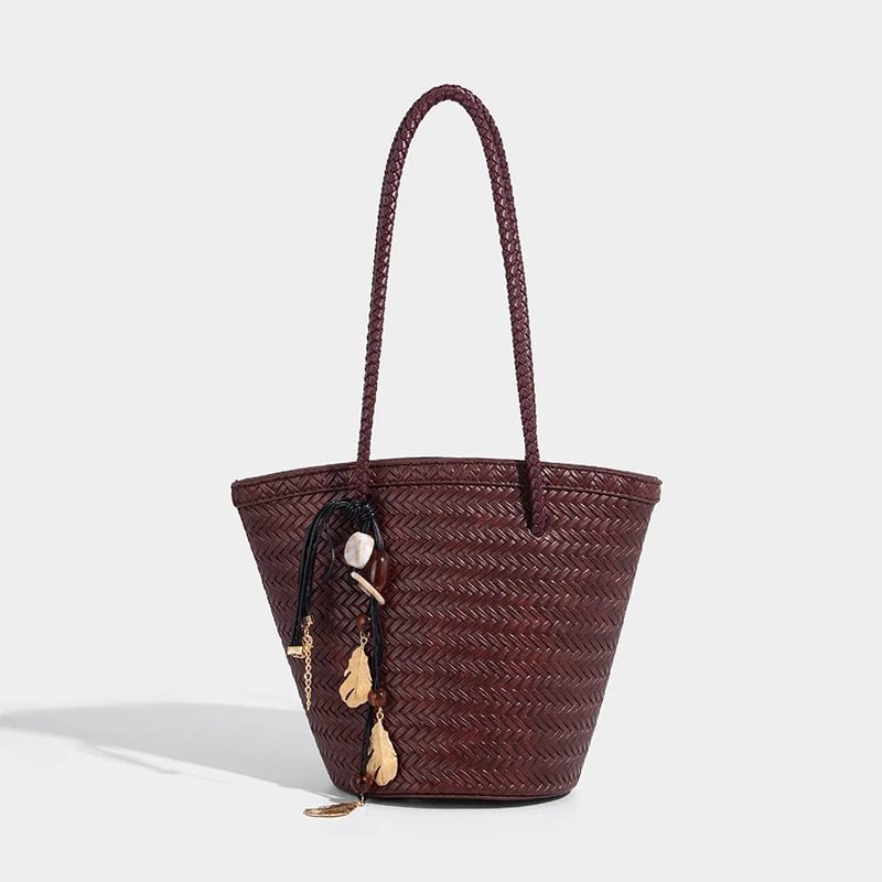 Carteira tipo balde entrançada Meryl com bolsa