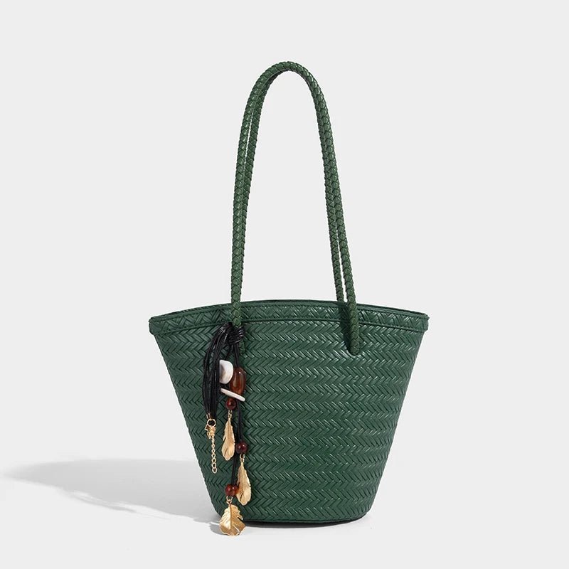 Carteira tipo balde entrançada Meryl com bolsa