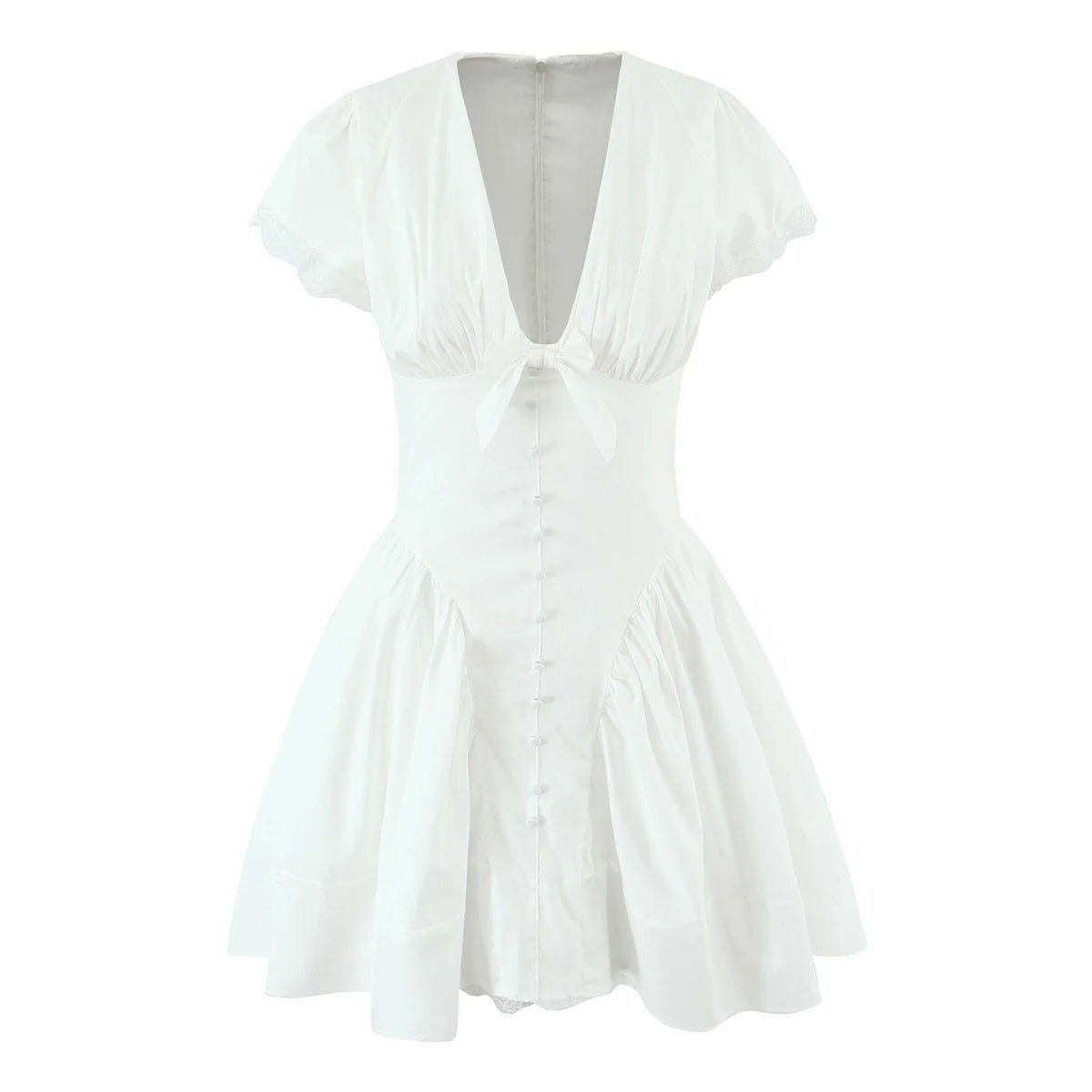 Vestido mini com laço e decote em V Mia