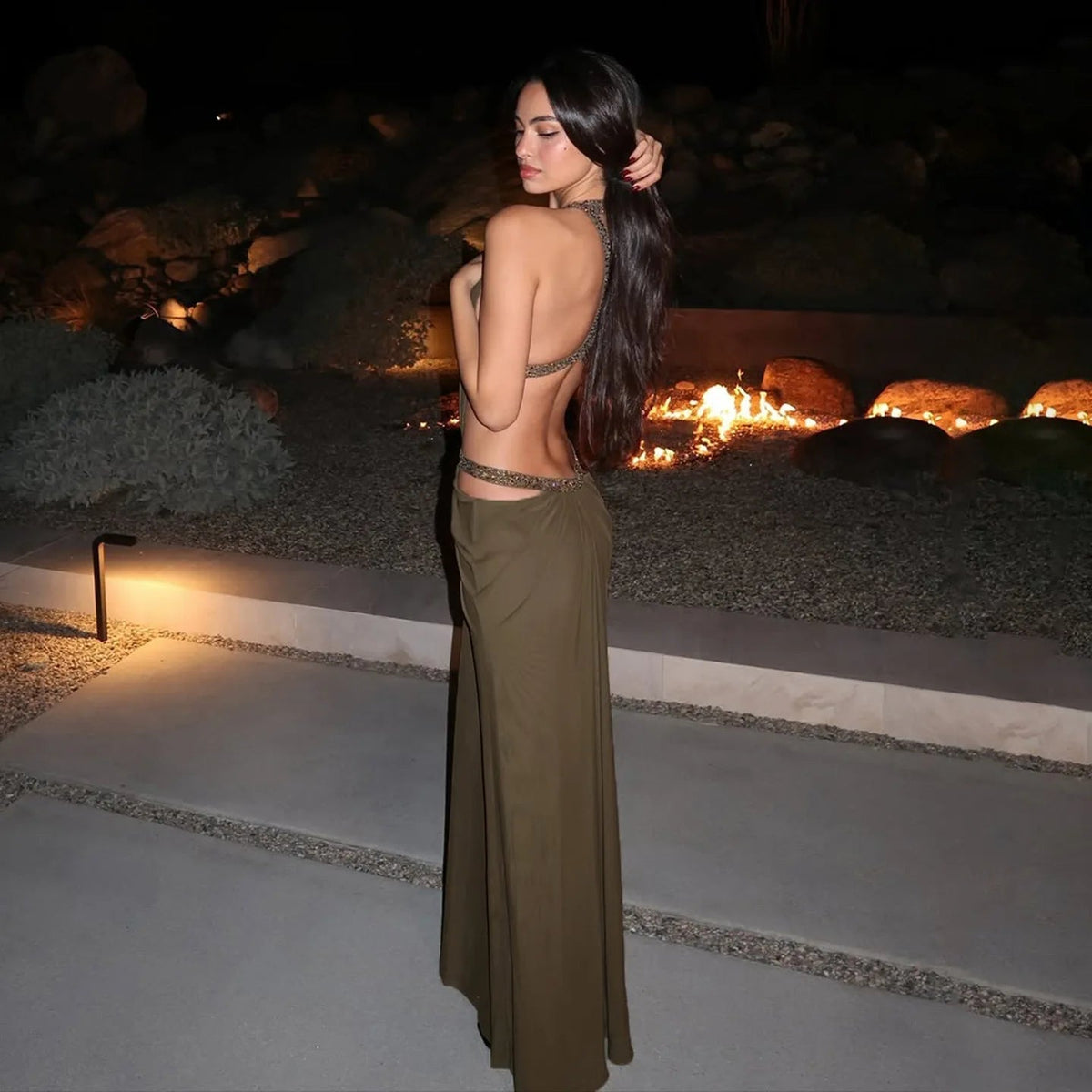Vestido comprido Mia com decote halter