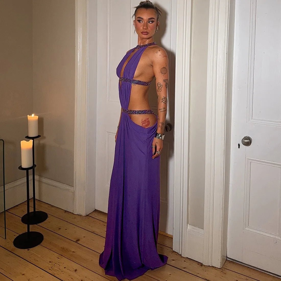 Vestido comprido Mia com decote halter