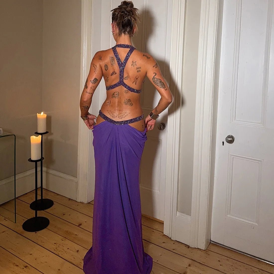 Vestido comprido Mia com decote halter