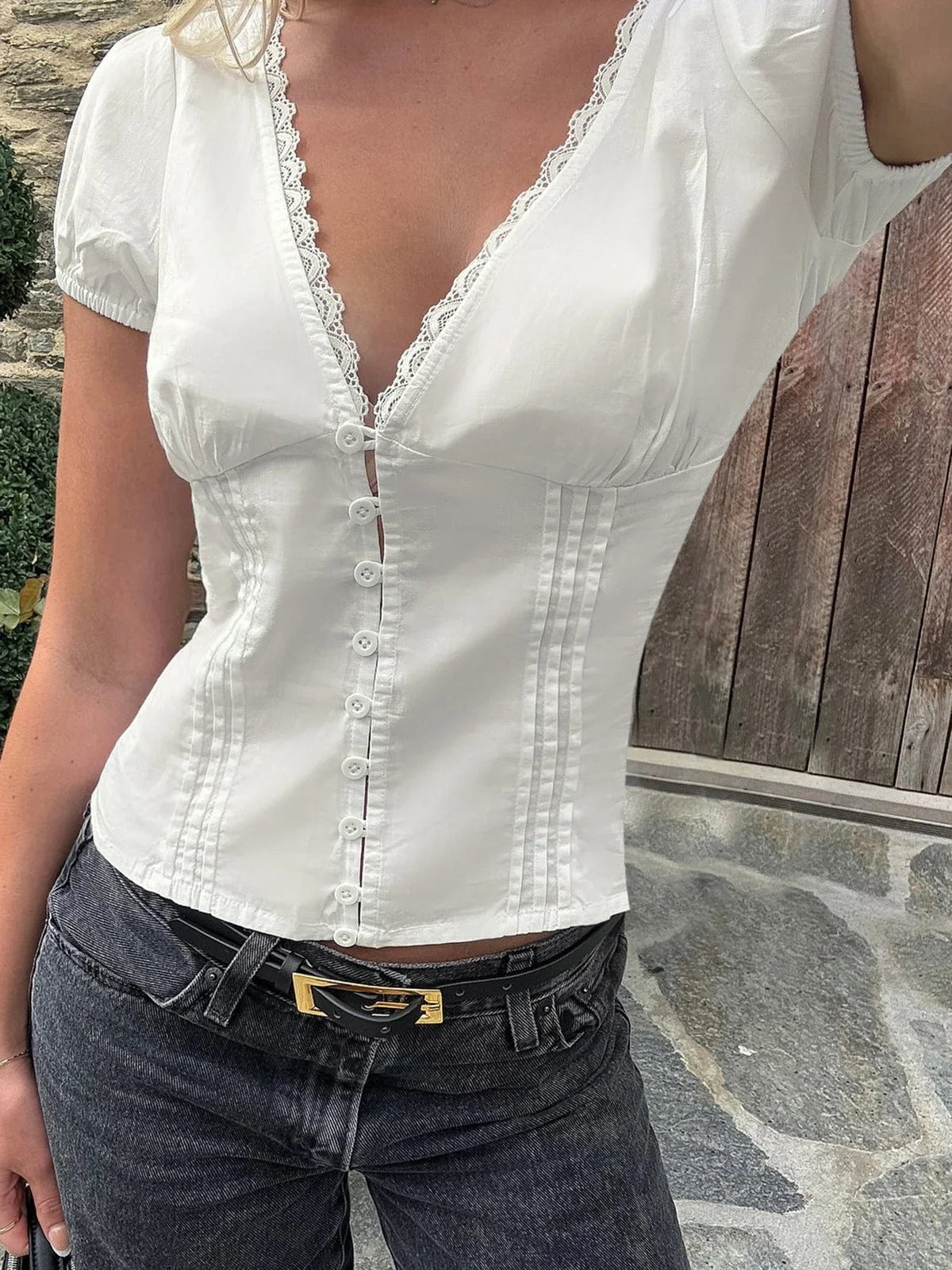 Blusa com decote profundo Mica