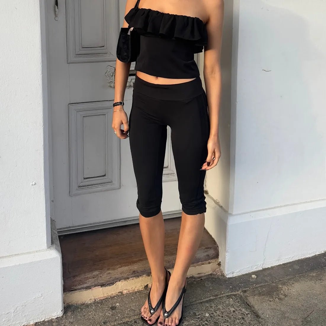 Leggings capri com bainha com abertura Millie