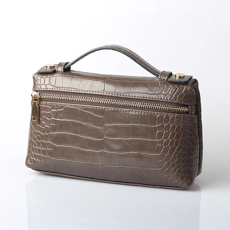 Clutch Minerva com padrão de crocodilo