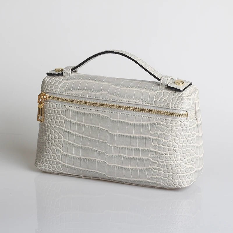 Clutch Minerva com padrão de crocodilo