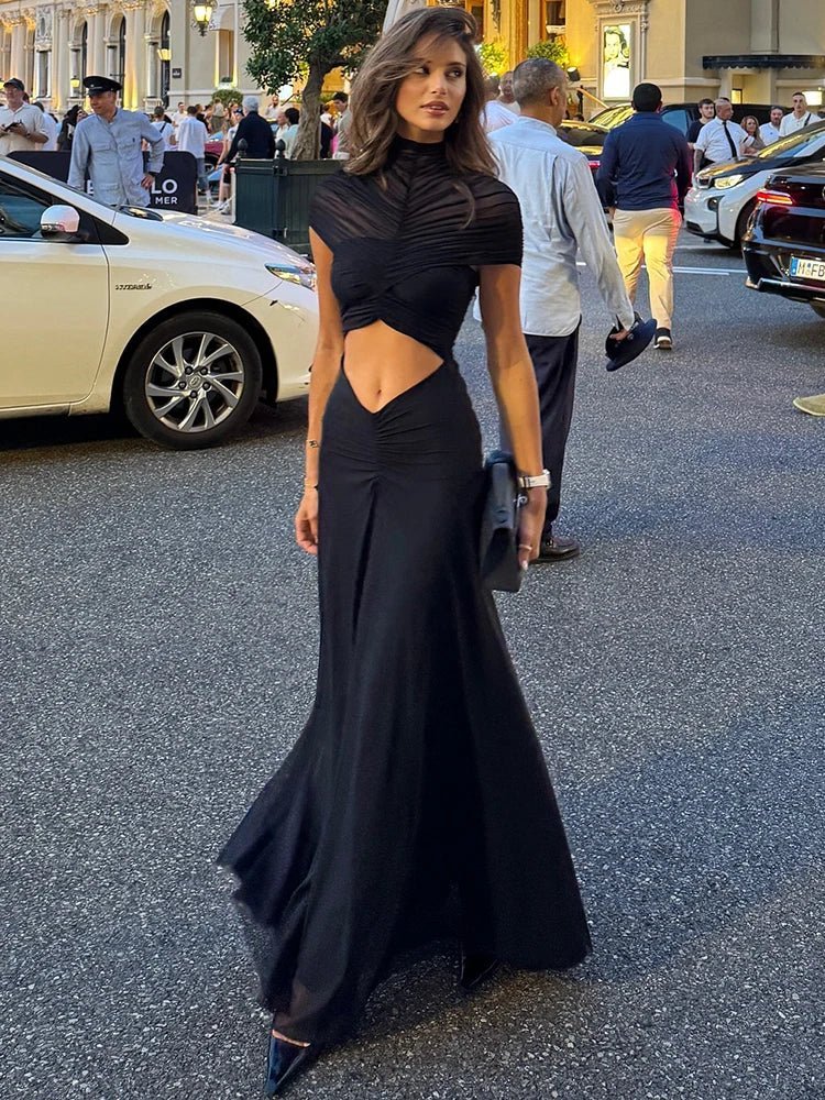 Vestido comprido justo e franzido Miranda