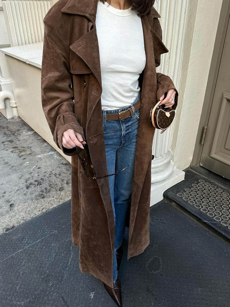 Gabardina Molly em camurça sintética