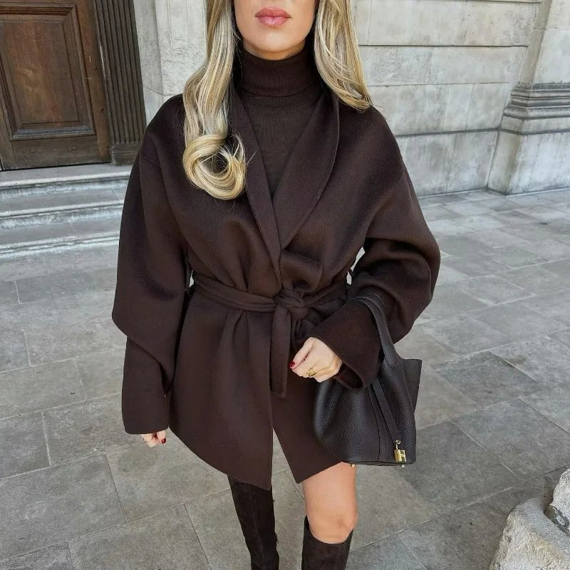 Casaco envolvente oversized com cinto Monica