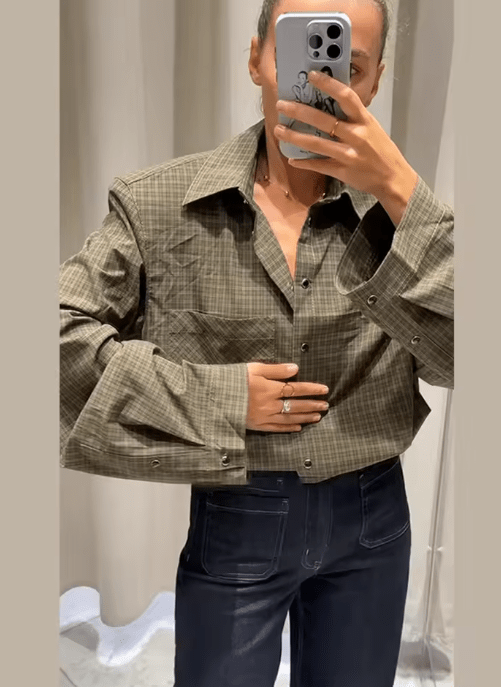 Monica Green Plaid Long Sleeve Top