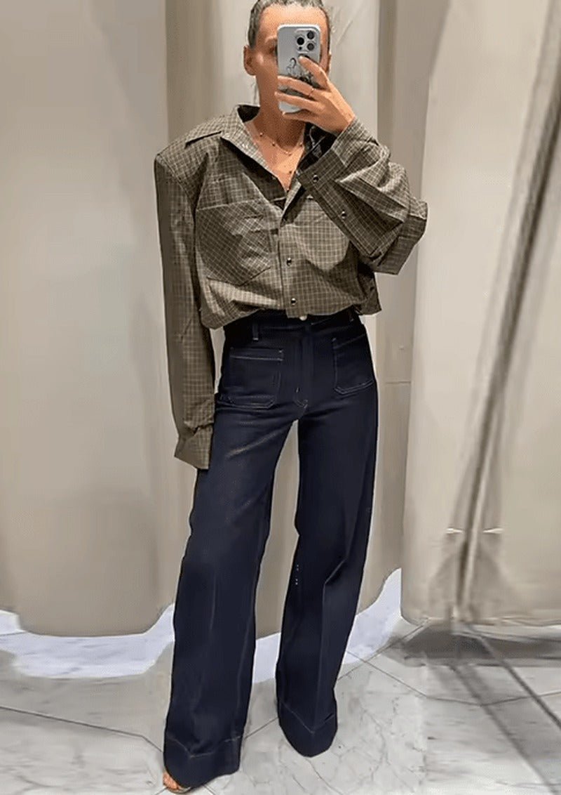 Monica Green Plaid Long Sleeve Top
