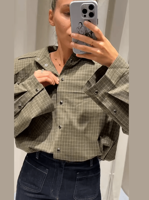 Monica Green Plaid Long Sleeve Top