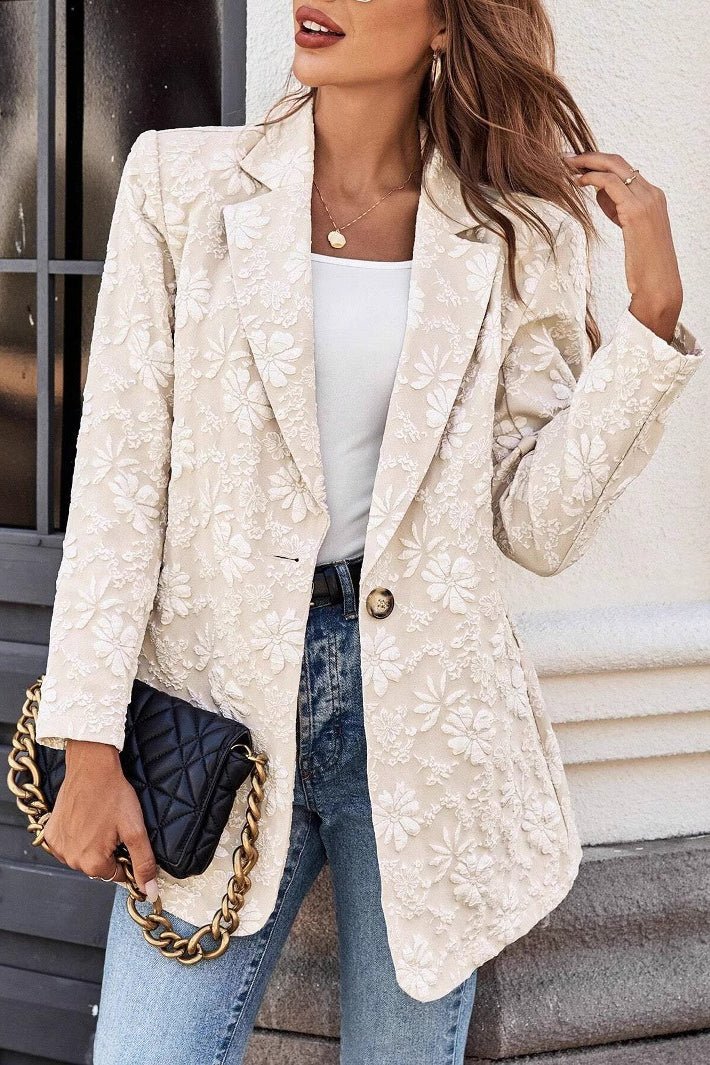 Nadia Jacquard Single Button Blazer