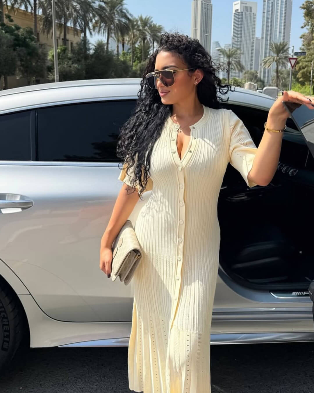 Vestido comprido de malha justo Nancy