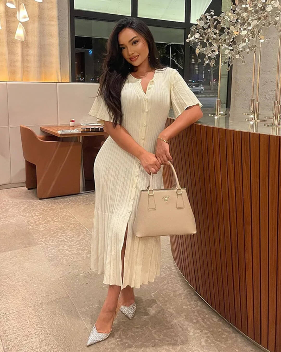 Vestido comprido de malha justo Nancy