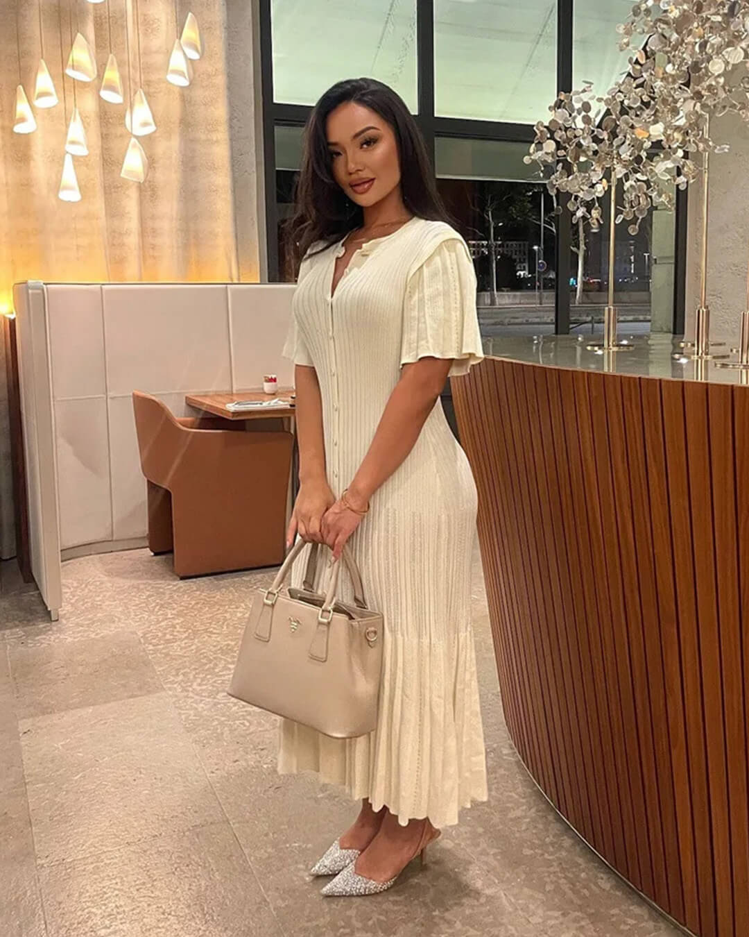 Vestido comprido de malha justo Nancy