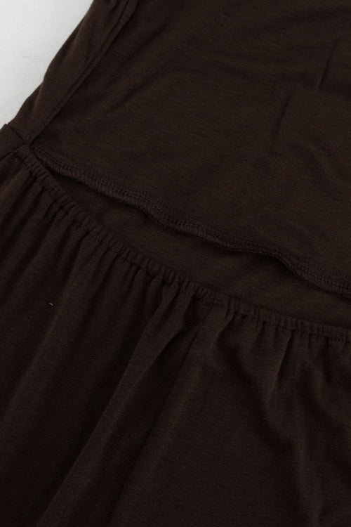 Vestido comprido castanho Naomi, halter e sem costas