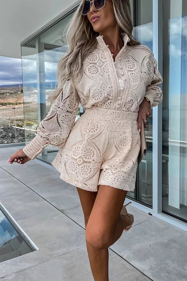 Conjunto coordenado Natalie bordado com renda