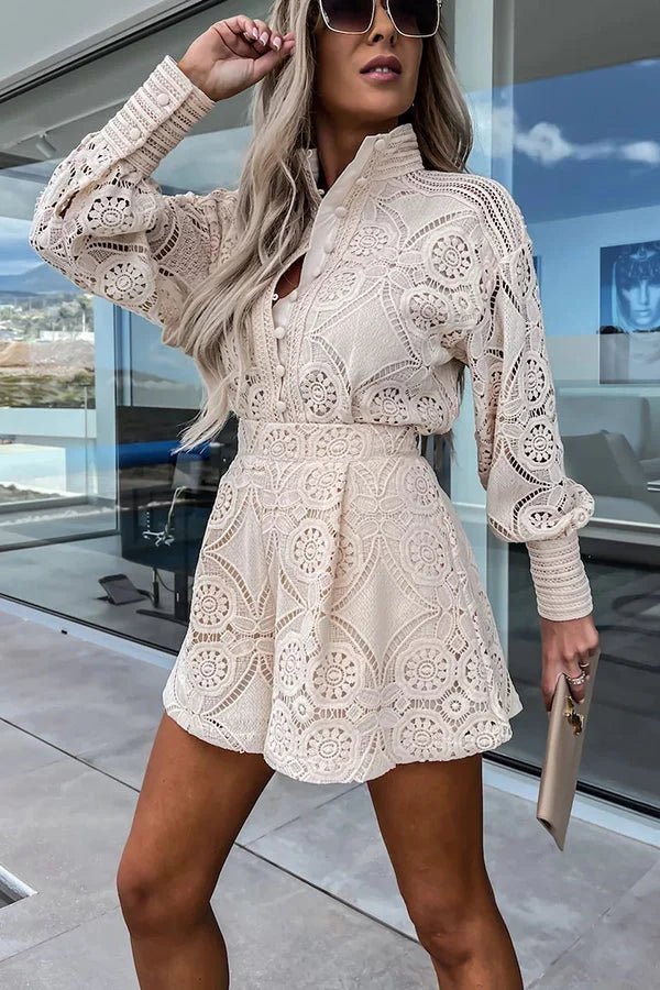 Conjunto coordenado Natalie bordado com renda